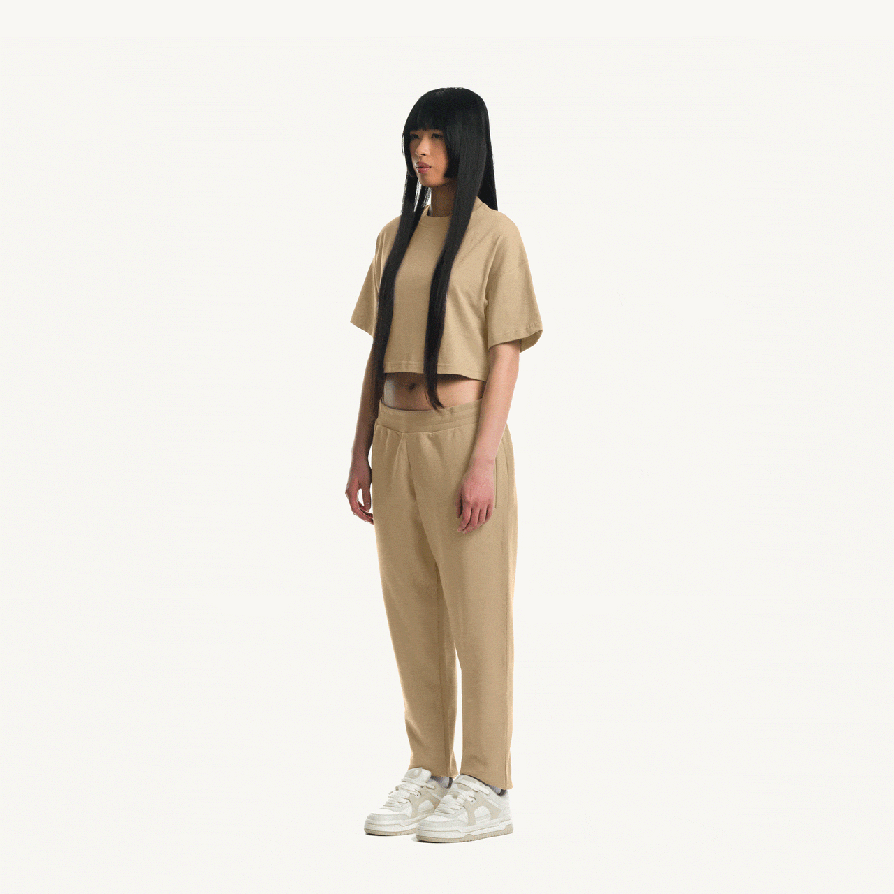 Croissant Cropped Oversized T-Shirt