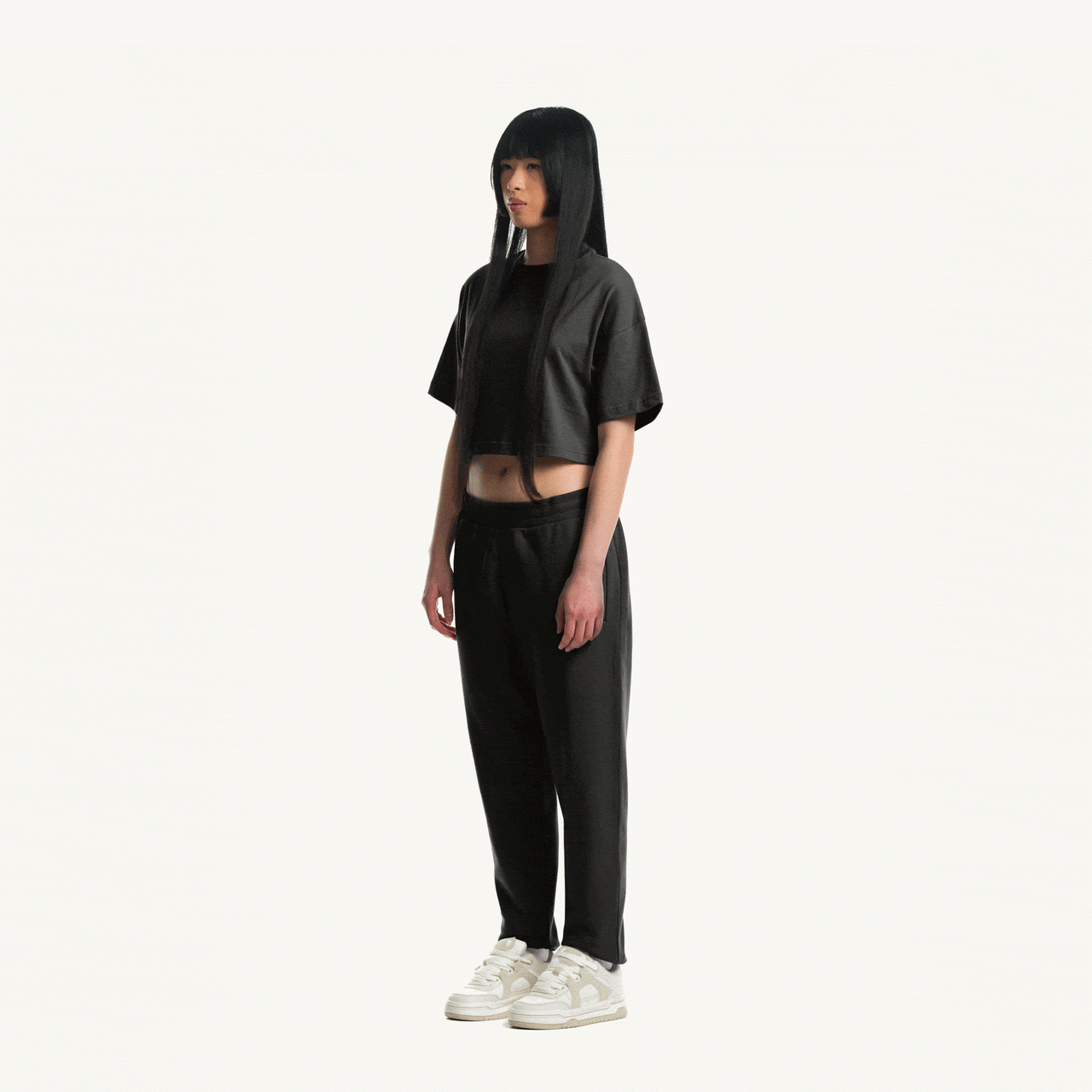 Black Cropped Oversized T-Shirt