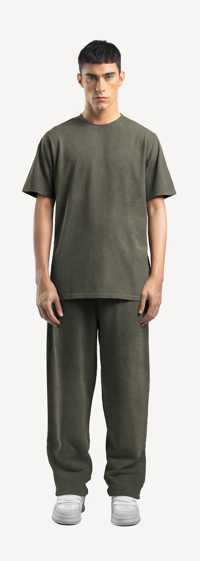 Vintage Olive Straight-Leg Relaxed Sweatpants