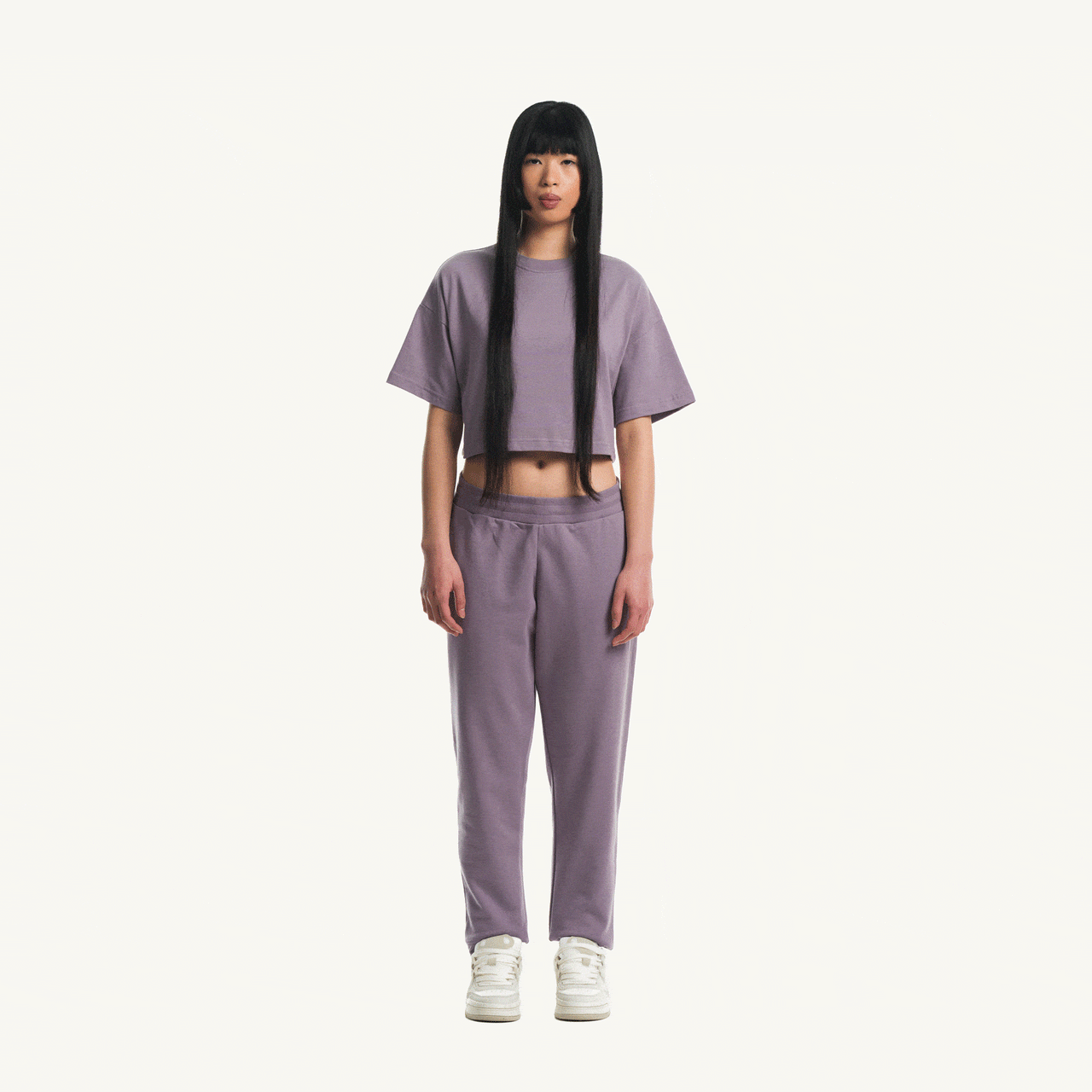 Purple Cropped Oversized T-Shirt