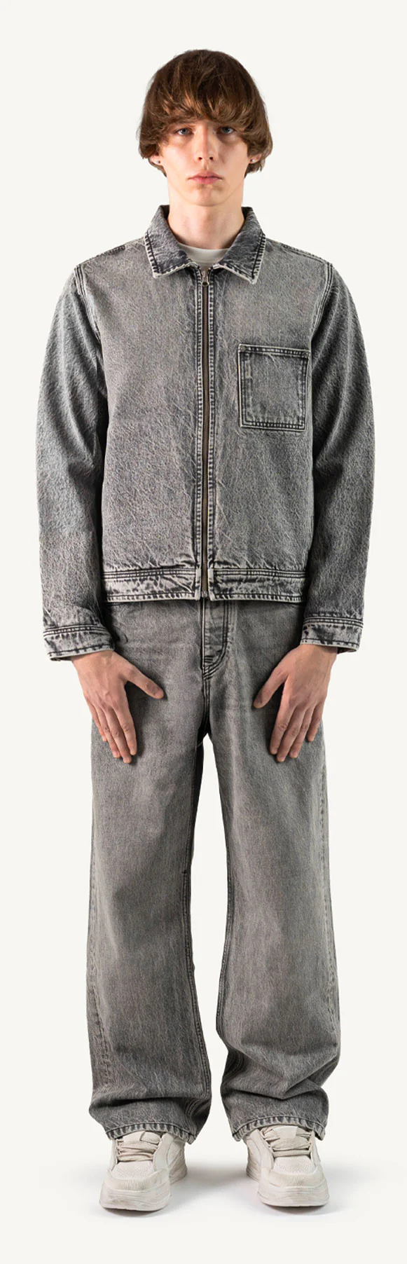 Faded Mid Grey Loose Fit Jeans