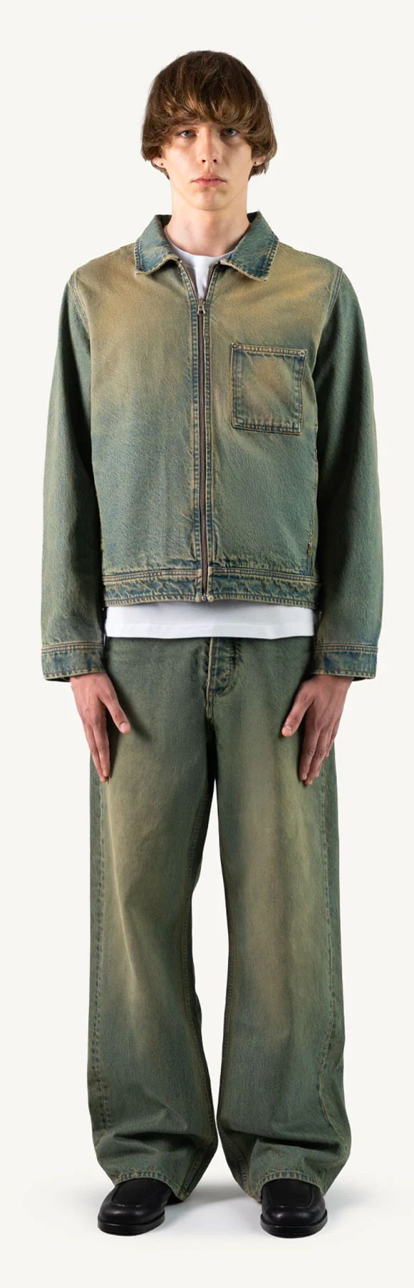 Washed Burn Light Blue Loose Fit Jeans