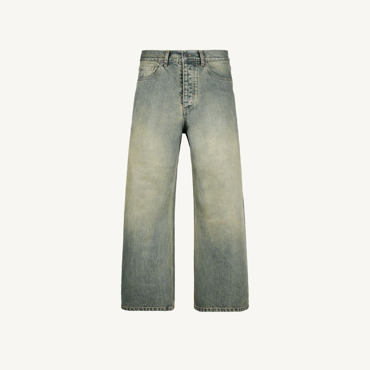 Washed Burn Light Blue Loose Fit Jeans