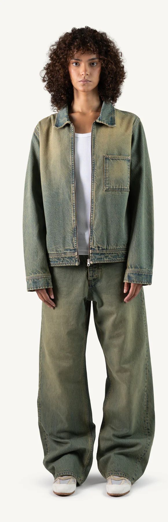 Washed Burn Light Blue Relaxed Denim Jacket