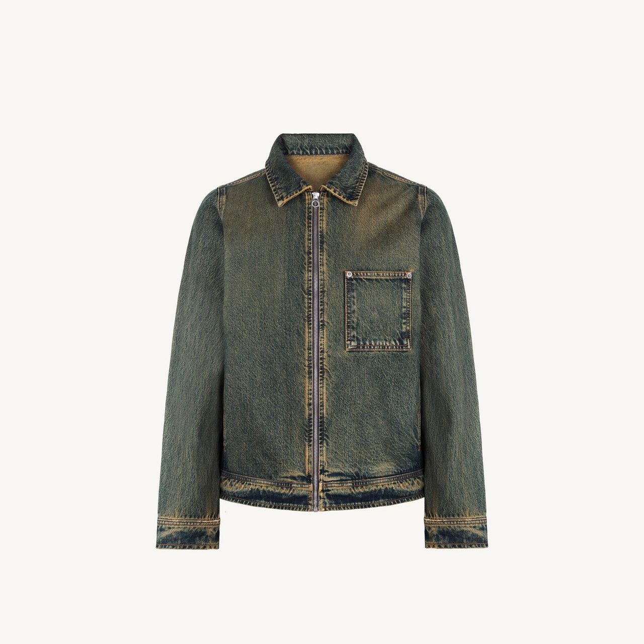 Washed Burn Blue Relaxed Denim Jacket