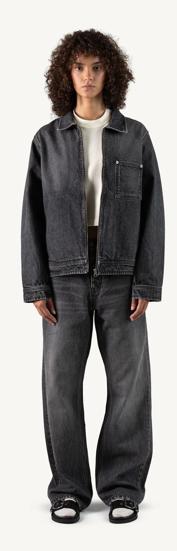 Washed Black Relaxed Denim Jacket