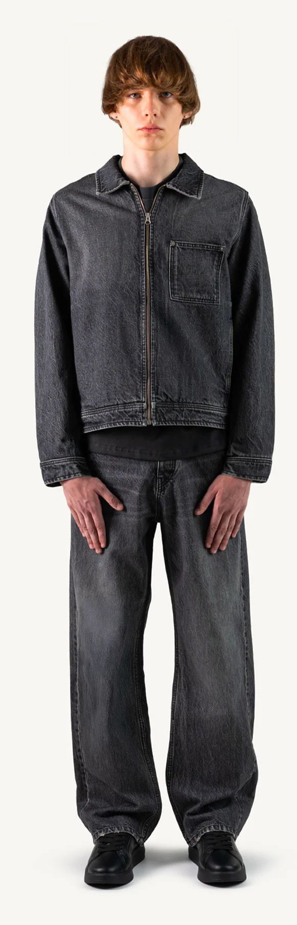 Washed Black Relaxed Denim Jacket