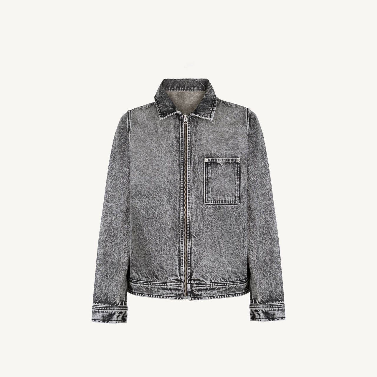 Washed Grey Relaxed Denim Jacket