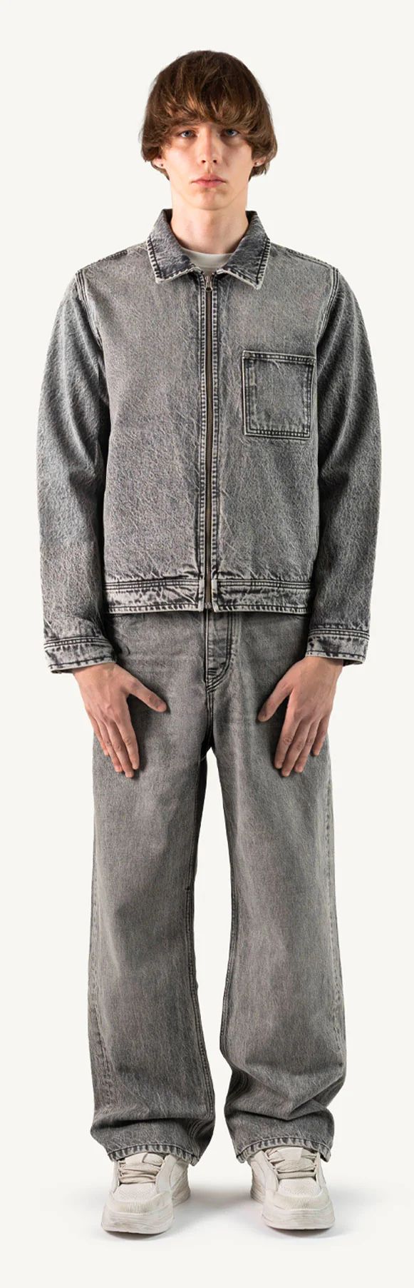 Washed Grey Relaxed Denim Jacket