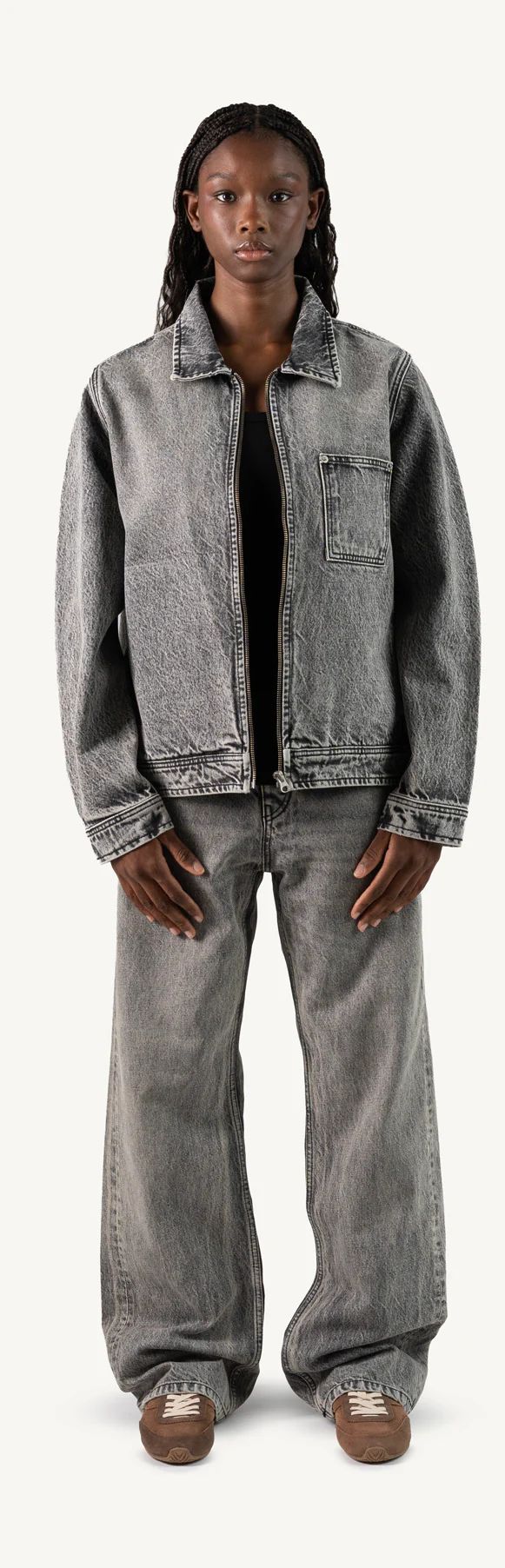 Washed Grey Relaxed Denim Jacket