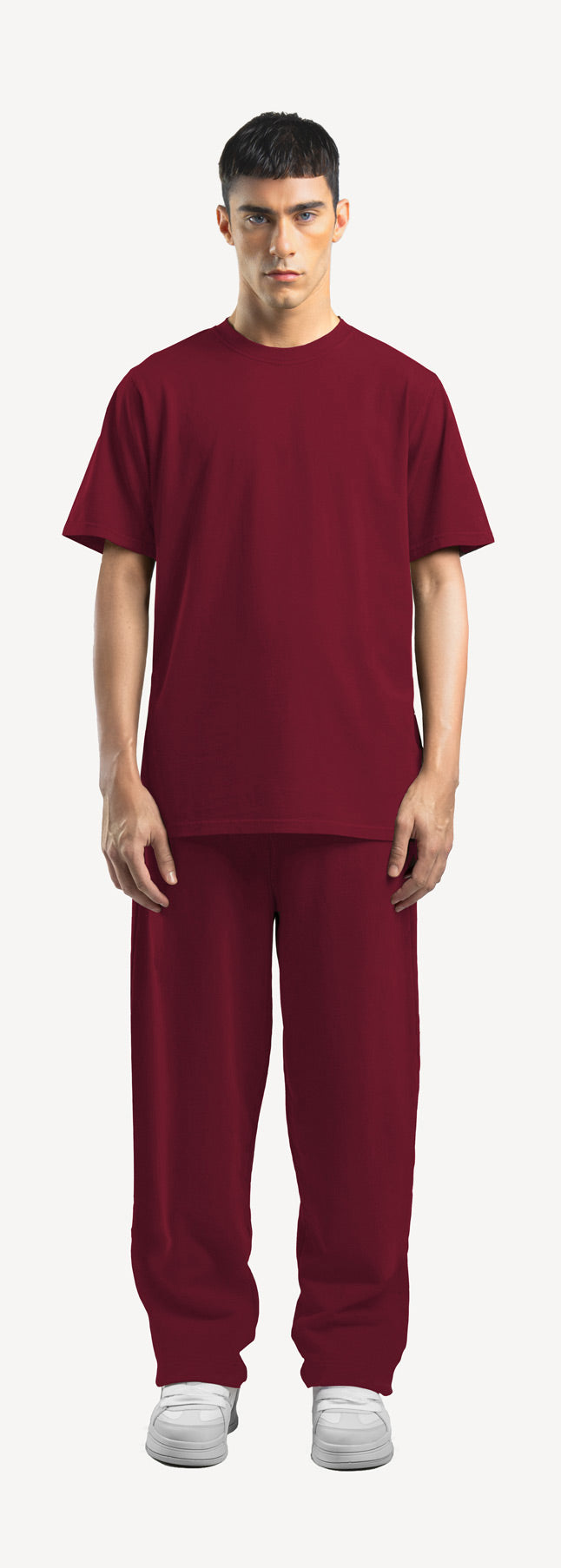 Burgundy Straight-Leg Relaxed Sweatpants