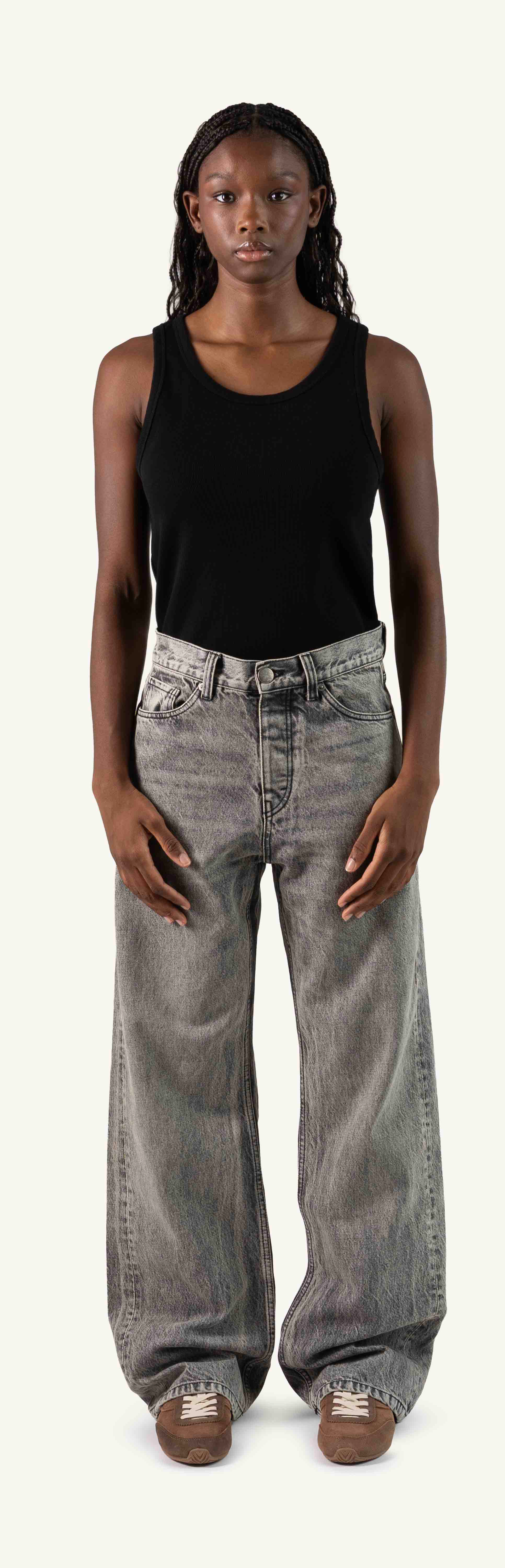 Faded Mid Grey Loose Fit Jeans