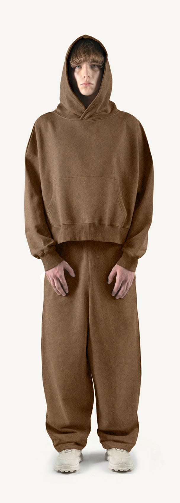 Vintage Tan Straight-Leg Baggy Sweatpants