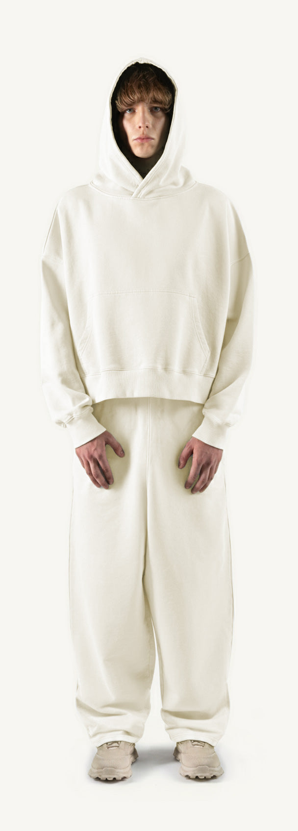 Vintage White Straight-Leg Baggy Sweatpants