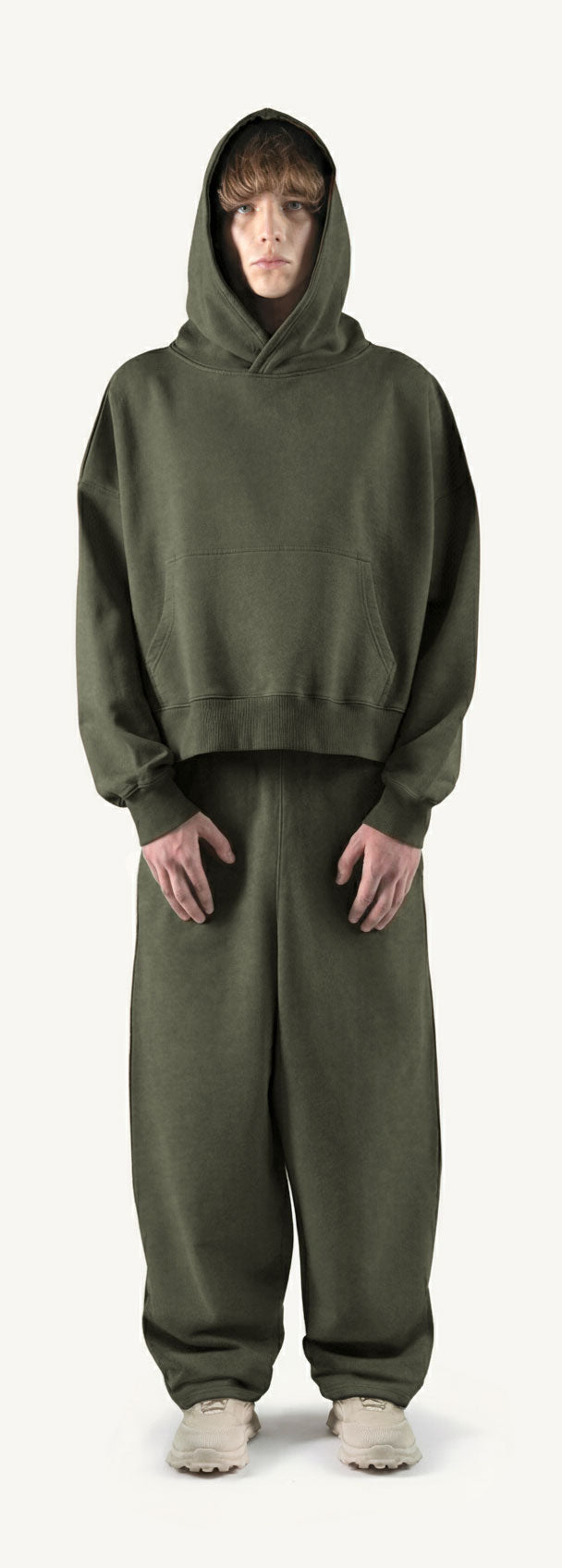 Vintage Olive Straight-Leg Baggy Sweatpants