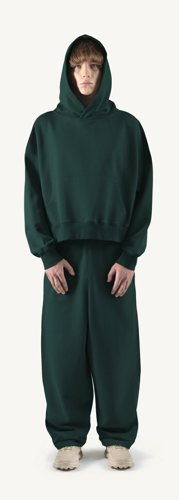 Wild Green Straight-Leg Baggy Sweatpants