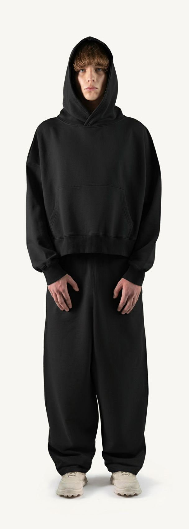 Black Straight-Leg Baggy Sweatpants